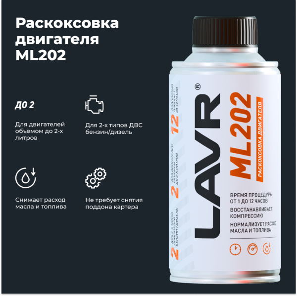 Раскоксовка двигателя ML202 для двигателей до 2 литров LAVR, 190 мл / Ln2502
