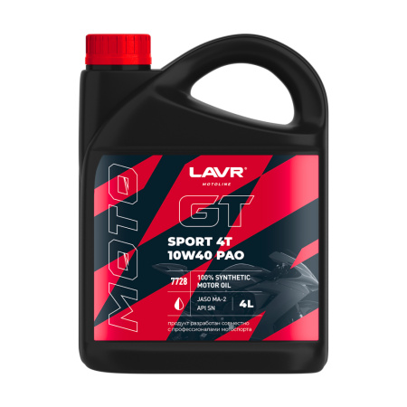 Моторное масло для мотоциклов GT SPORT 4T 10W-40 SN LAVR MOTOLINE, 4 л / Ln7728